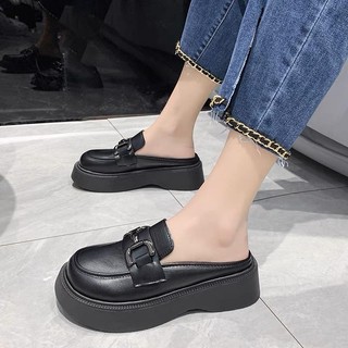 Giày sục nữ quai xích da mềm đế 4 cm