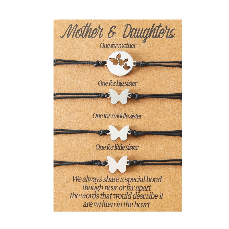 Flgo Set 4 Vòng Tay Bện Dây Hình Bướm Rỗng Cho Mẹ Và Con Gái