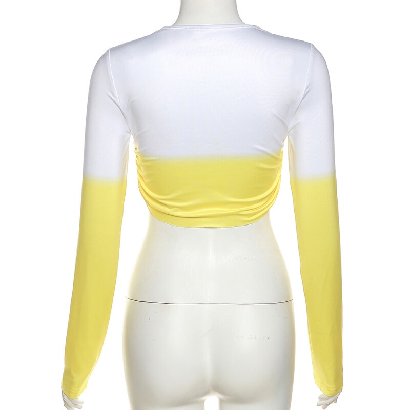 Kliou 2023 Mới Áo Thun Tay Ngắn Dáng Ôm Phối Màu Tương Phản Thời Trang Đường Phố Đơn Giản Mới 2023