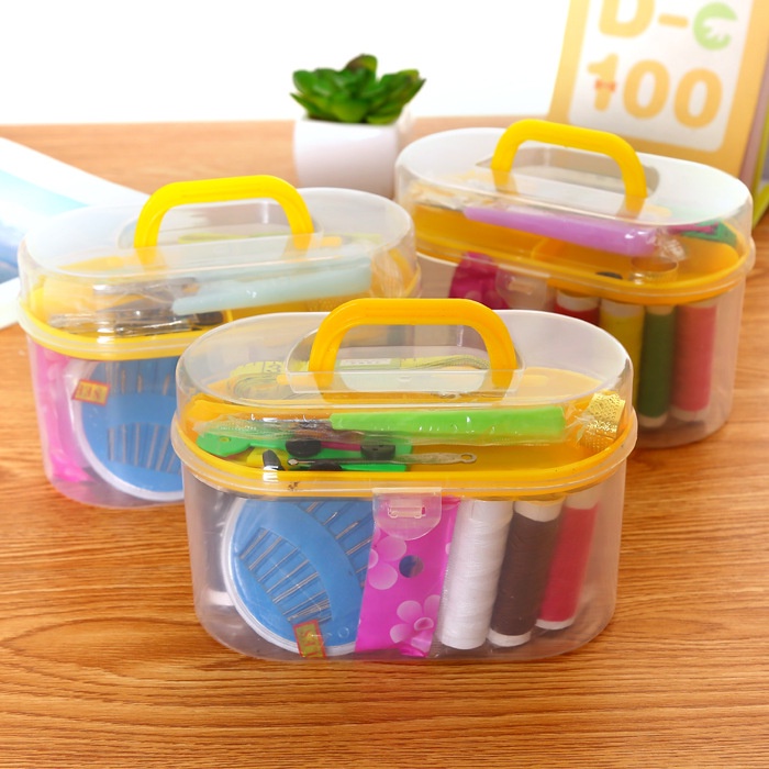 Bộ kim chỉ may vá đa năng 45 món kèm hộp đựng trong suốt