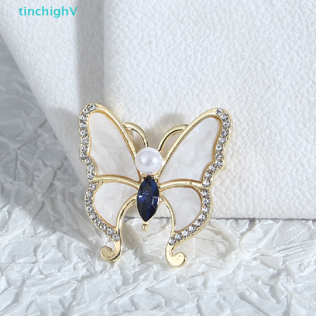 Ghim Cài Áo Hình Bướm Đính Ngọc Trai Màu Vàng Kim Cho Nữ