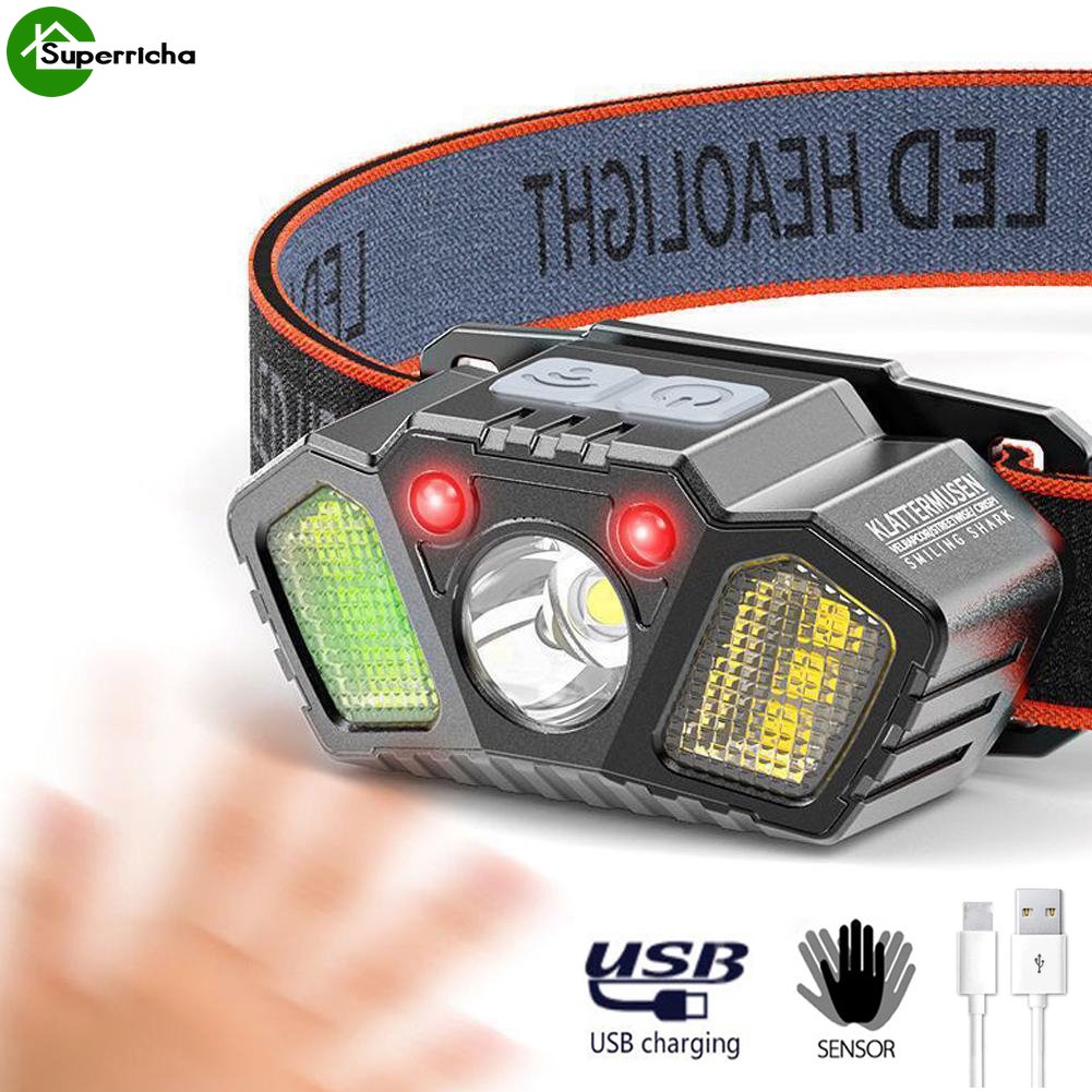 Đèn Pha LED Siêu Sáng Cảm Biến Chuyển Động Chống Thấm Nước Siêu Sáng Kèm Sạc USB Chuyên Dụng Cho Chạy Bộ / Đạp Xe / Câu Cá / Cắm Trại