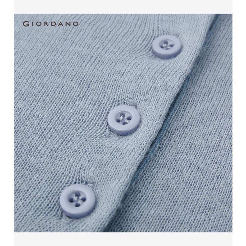 Áo len polo nữ GIORDANO 05353301 chất liệu đay cotton tay ngắn màu trơn thời trang