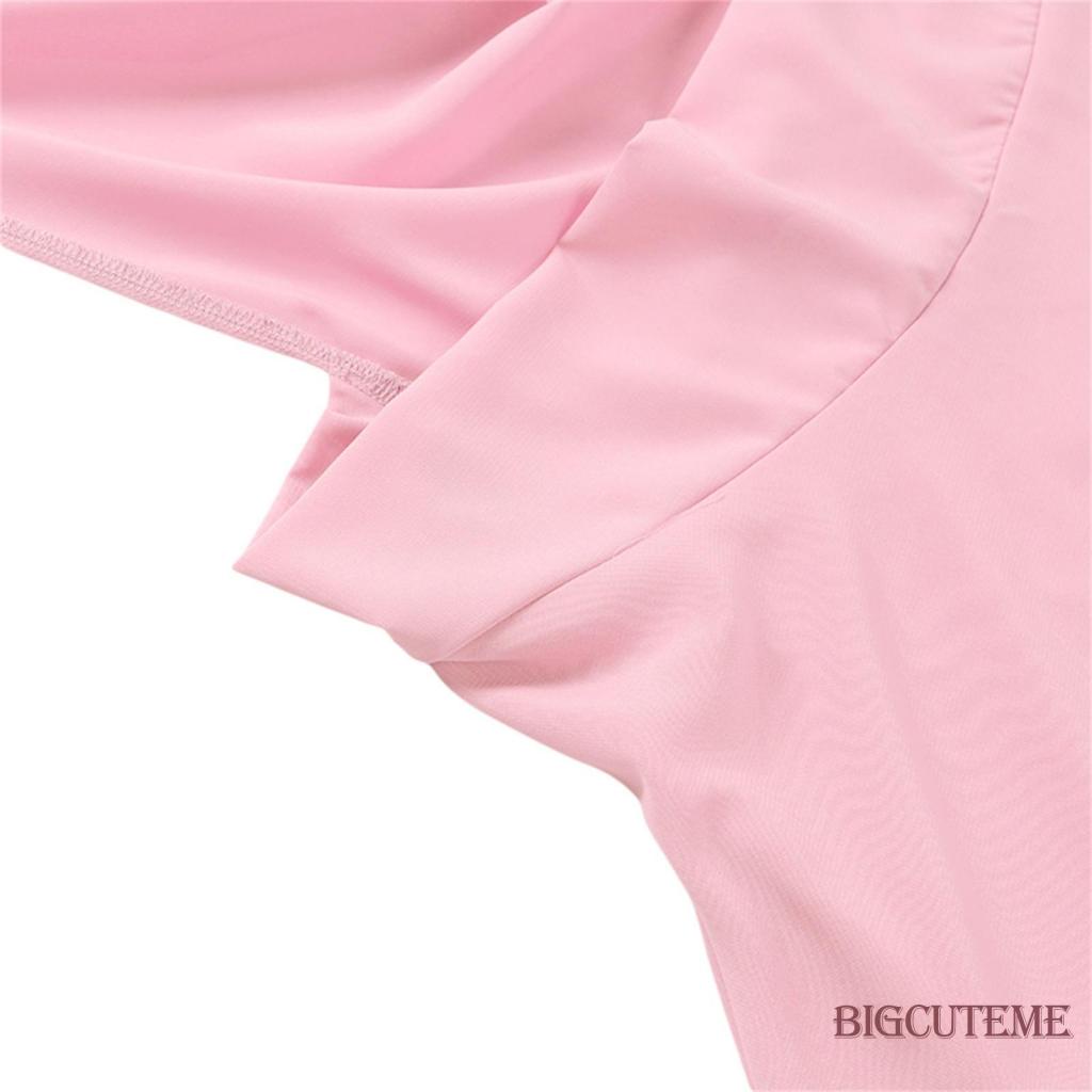 Đầm Ngắn Trễ Vai Cổ V Tay Dài Màu Sắc Đơn Giản Thời Trang Mùa Hè Cho Nữ