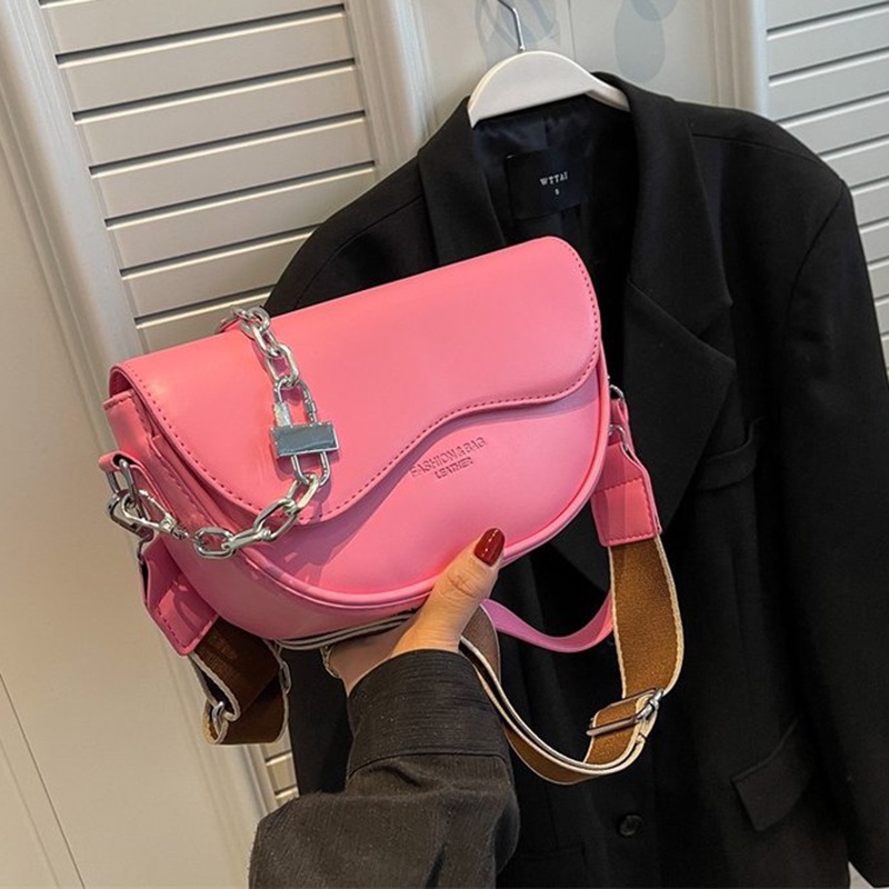 Ielgy Túi Xách Yên Ngựa Màu Trơn Kết Cấu Đơn Giản Kiểu Pháp niche Cho Nữ