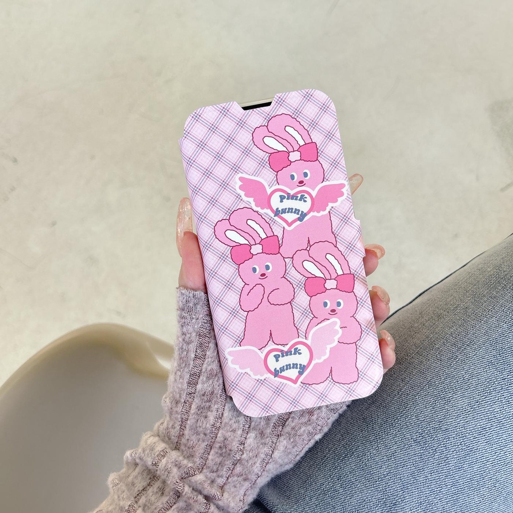 Ốp Điện Thoại tpu silicone Mềm Trong Suốt Nắp Lật Chống Sốc In Hình Thỏ Hoạt Hình Cho iPhone 14 13 12 11 PRO MAX