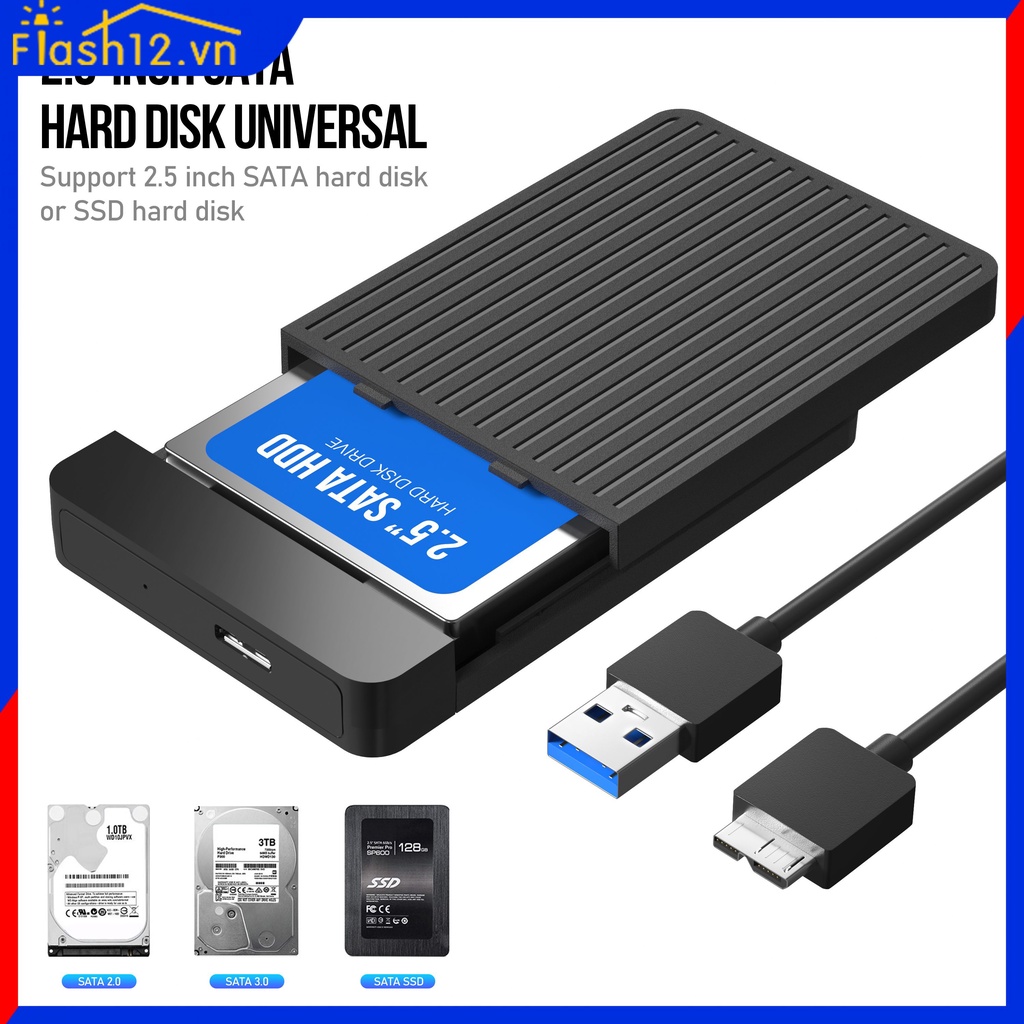 Hộp Đựng Ổ Cứng Gắn Ngoài Bộ Chuyển Đổi 2.5 Sata Sang Usb3.1 Usb3.0 Type C 3.1 Hộp Ổ Cứng Ssd Di Động Đèn Led Chỉ Báo Flash12_vn