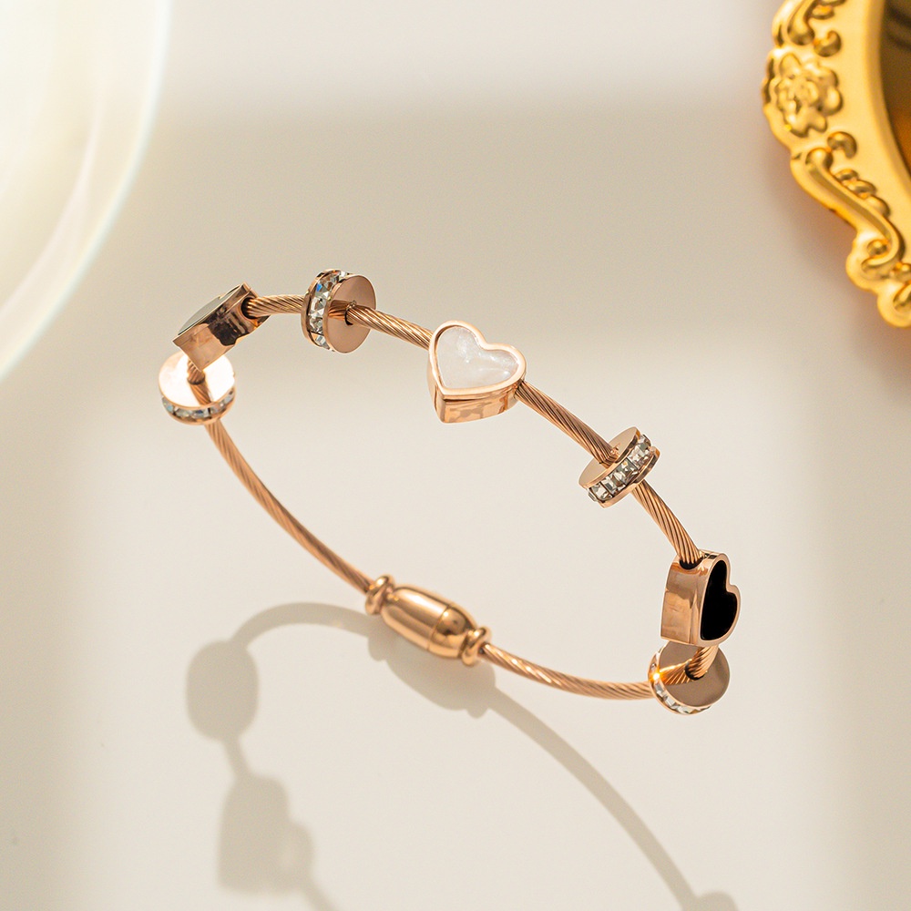 Vòng Tay Thép Titan Dát Đá Zircon Thời Trang Cho Nữ