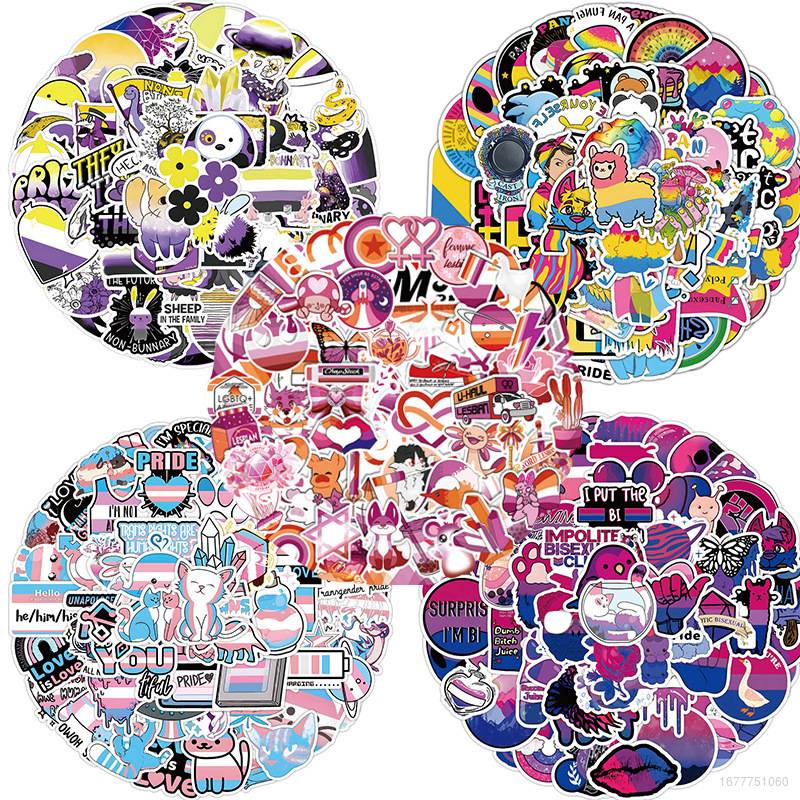 Bộ 60 MiếNg DáN Trang Trí Vali / Ván Trượt / Tủ Lạnh HọA TiếT Chữ GAY LGBT