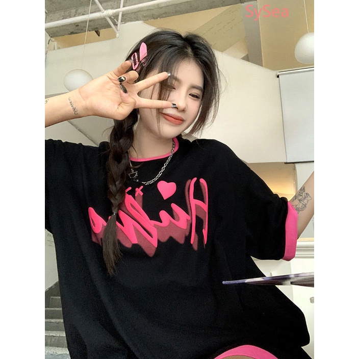 Áo Thun Cổ Tròn Dáng Rộng In Chữ Plus Size Thời Trang Mùa Hè Cho Nữ