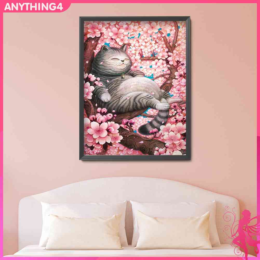✥Bất Kỳ Thứ Gì44✥Bộ Tranh Đính Đá 5D Tự Làm Hình Mèo Và Cây Anh Đào