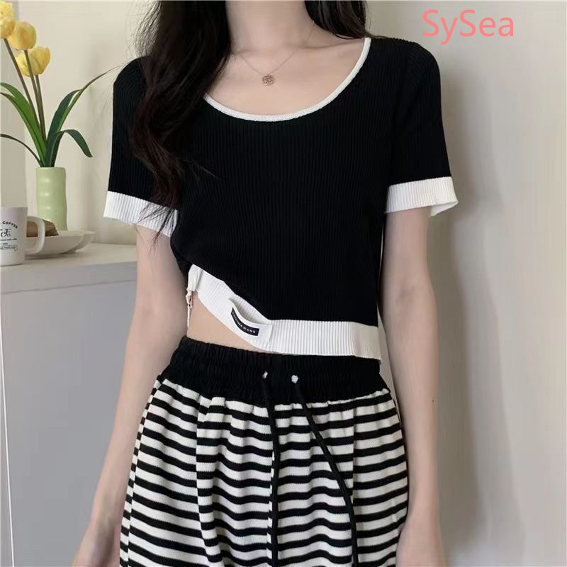 Áo Dệt Kim Dáng Rộng Kẻ Sọc Kiểu Retro Thời Trang Mùa Hè Cho Nữ