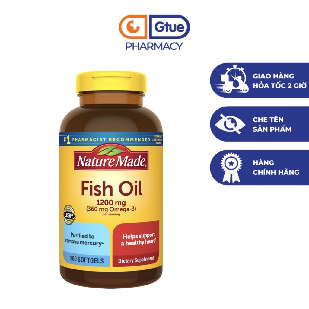 Viên uống Dầu cá Omega 3 Nature Made Fish oil 1200mg hộp 200 viên Hoa Bằng Việt Mỹ
