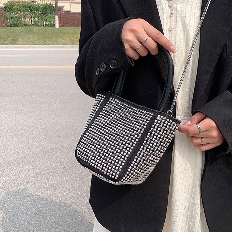 Túi Xách bucket Đeo Vai Đính Đá Lấp Lánh Thời Trang Cao Cấp Cho Nữ