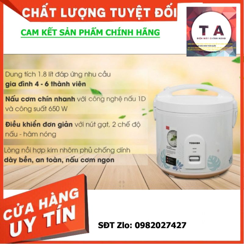 Nồi cơm nắp gài Toshiba 1.8 lít RC-18JH2PV(B)
