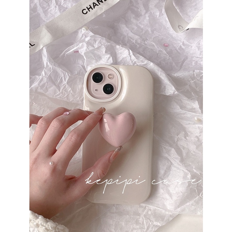 Ốp Điện Thoại Mềm Màu Tương Phản Có Giá Đỡ Hình Trái Tim Cho Iphone 14Promax 13 12 11 14pro 13promax 13