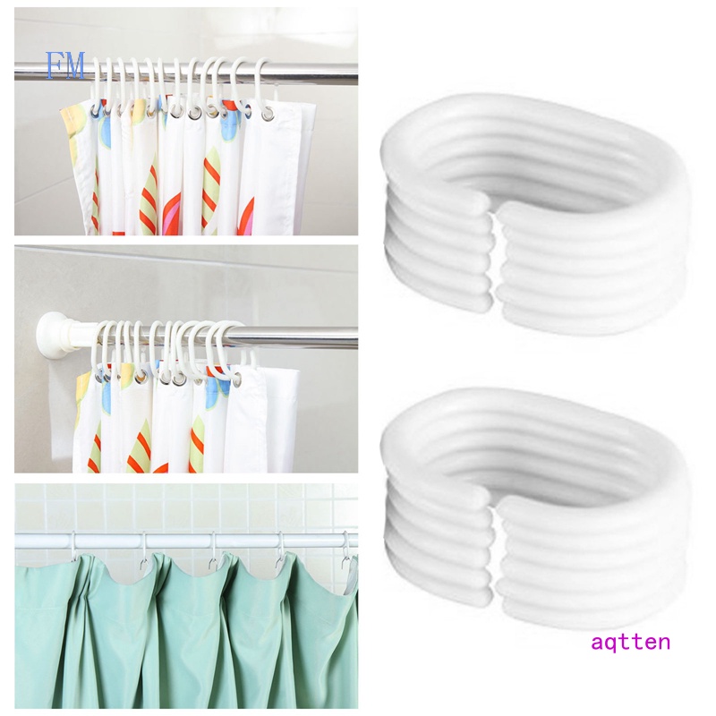 Fm 12 Cái / Bộ Vòng Nhựa Trắng Hình Chữ C Treo Rèm Phòng Tắm Có Thể Tháo Rời BFMdable
