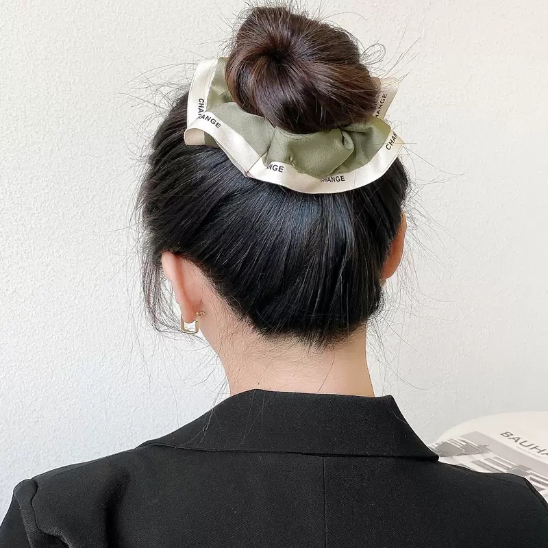 Dây Cột Tóc Co Giãn In Chữ Phong Cách Retro Đơn Giản Cho Nữ