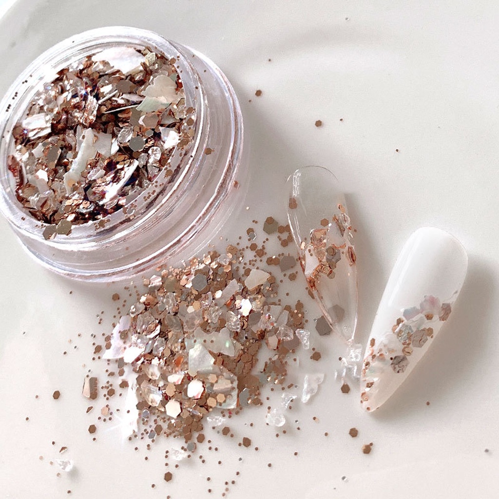 1 Hộp Kim Tuyến Vỏ Sò Lấp Lánh Trang Trí Móng Tay Nghệ Thuật DIY Không Phai Màu Phong Cách Nhật Bản