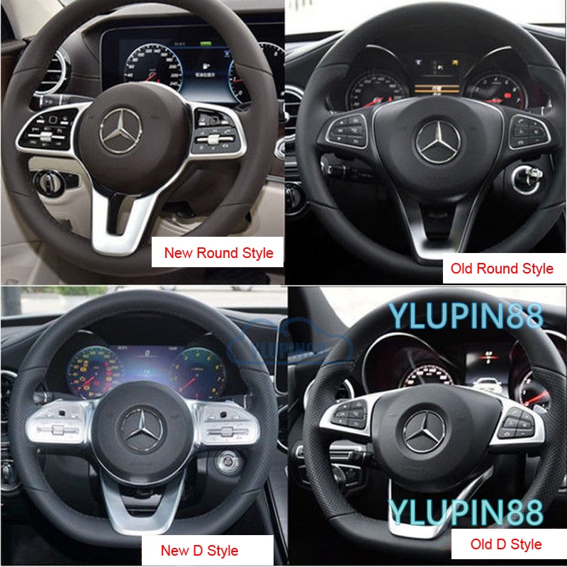 Miếng Dán Logo Bằng Kim Loại Trang Trí Vô Lăng Xe Hơi Mercedes Benz AMG A C E CLA GLA GLC GLE Class W204 W205 W117 W176 W211 W212 W213 W203