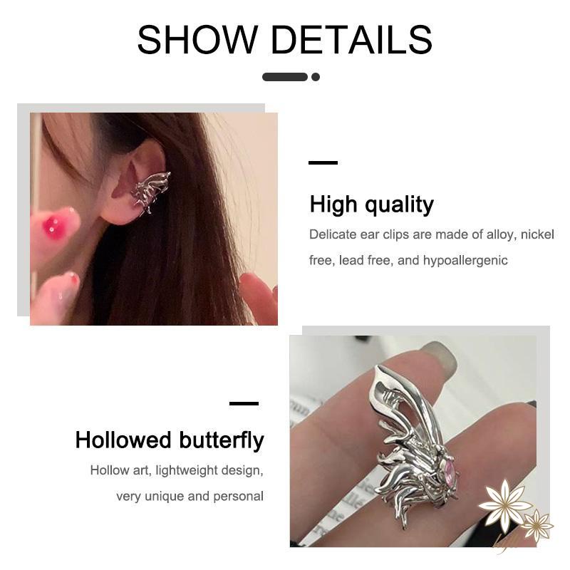 Khuyên Kẹp Vành Tai Không Xỏ Hình Cánh Bướm Đơn Giản Thời Trang INS Dành Cho Bạn Nữ