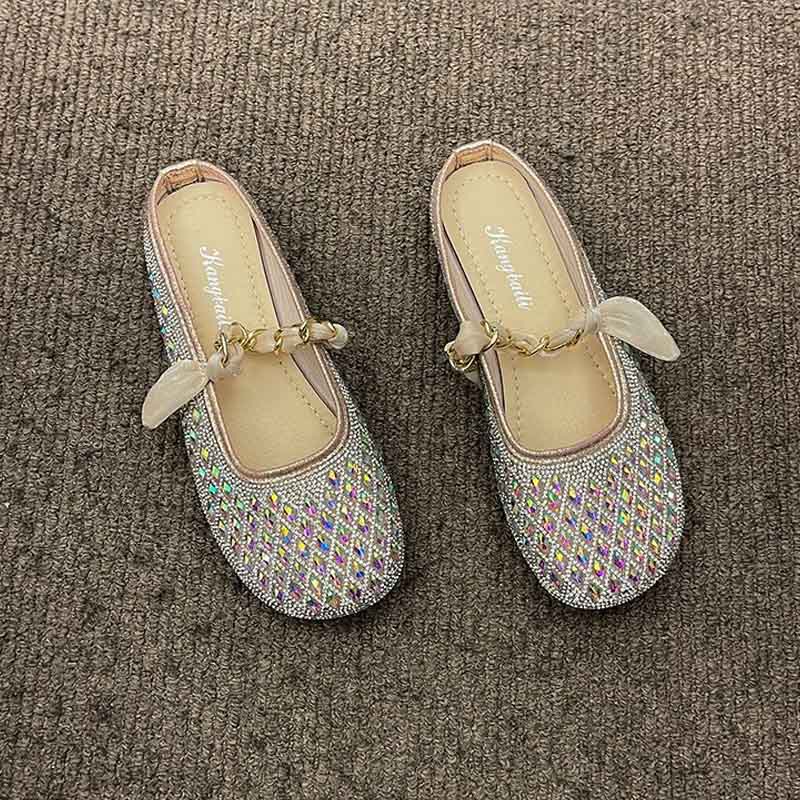 Oeteo Giày Búp Bê Đế Bằng Đính Đá Lấp Lánh Thời Trang Cho Nữ