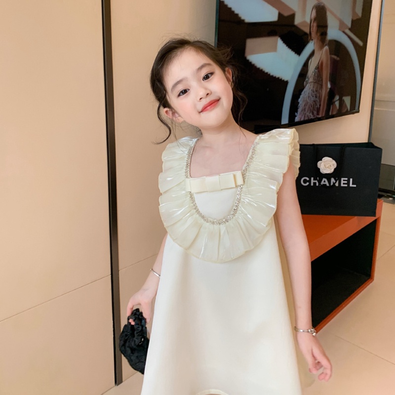 Đầm Công Chúa Không Tay Màu Sắc Trơn Thời Trang Mùa Hè Cho Bé Gái