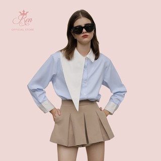 Ren by tee - áo sơ mi tay dài cổ nhọn to nhỏ