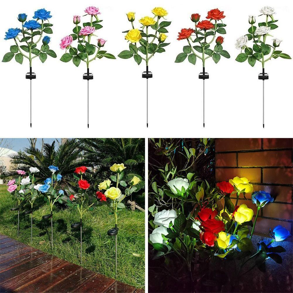 Đèn Led Năng Lượng Mặt Trời Chống Thấm Nước Hình Hoa Hồng Trang Trí Lối Đi Sân Vườn