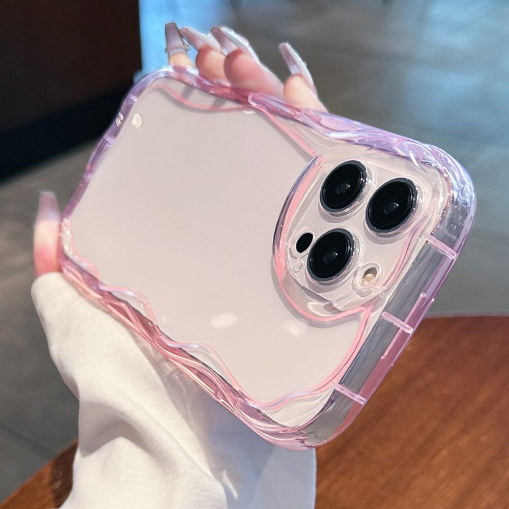 Ốp Điện Thoại TPU Mềm Trong Suốt Viền Gợn Sóng Màu Trơn Chống Sốc Cho IPhone 11 12 13 14 Pro Max XR XS Max