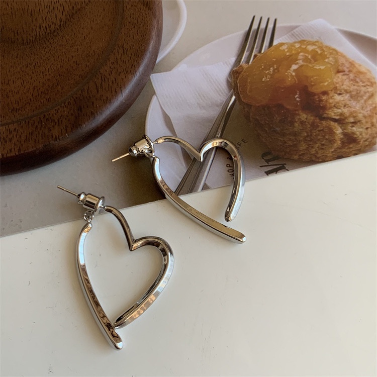 Bông Tai Mạ Bạc 925 Hai Lớp Hình Trái Tim Có Thể Tháo Rời