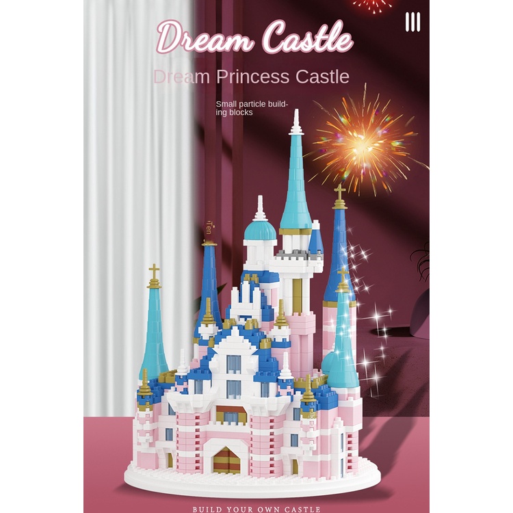 Đồ Chơi  Lắp Ráp Lâu Đài Disney Màu Hồng Dễ Thương Cho Bé Gái