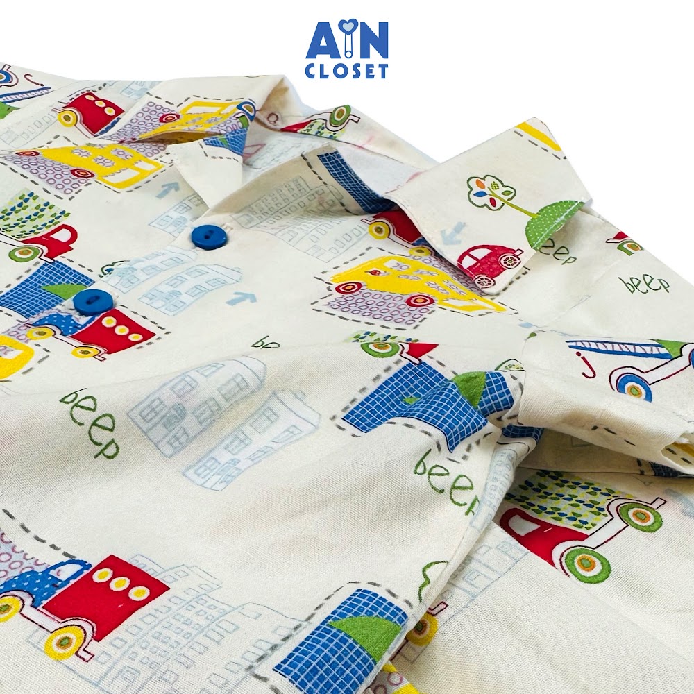 Bộ quần áo ngắn bé trai họa tiết Xe Beep cotton - AICDBTQOXNDP - AIN Closet