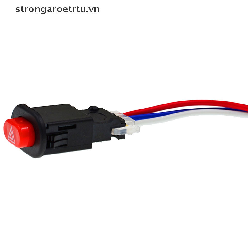 Strongaroetrtu 12V Motorcycle Switch Hazard Light Switch Button with 3 Wire Built-in Lock VN