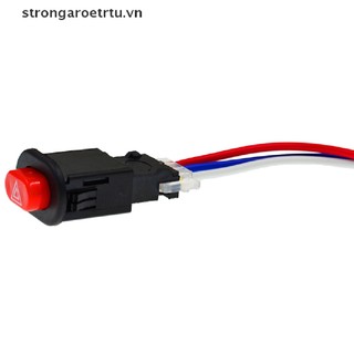 Strongaroetrtu 12V Motorcycle Switch Hazard Light Switch Button with 3 Wire Built-in Lock VN