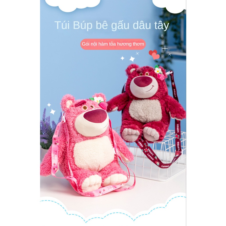 Ba Lô Đeo Vai Hình Gấu Nhồi Bông Dâu Tây Dễ Mang Sáng Tạo Khi Ra Ngoài