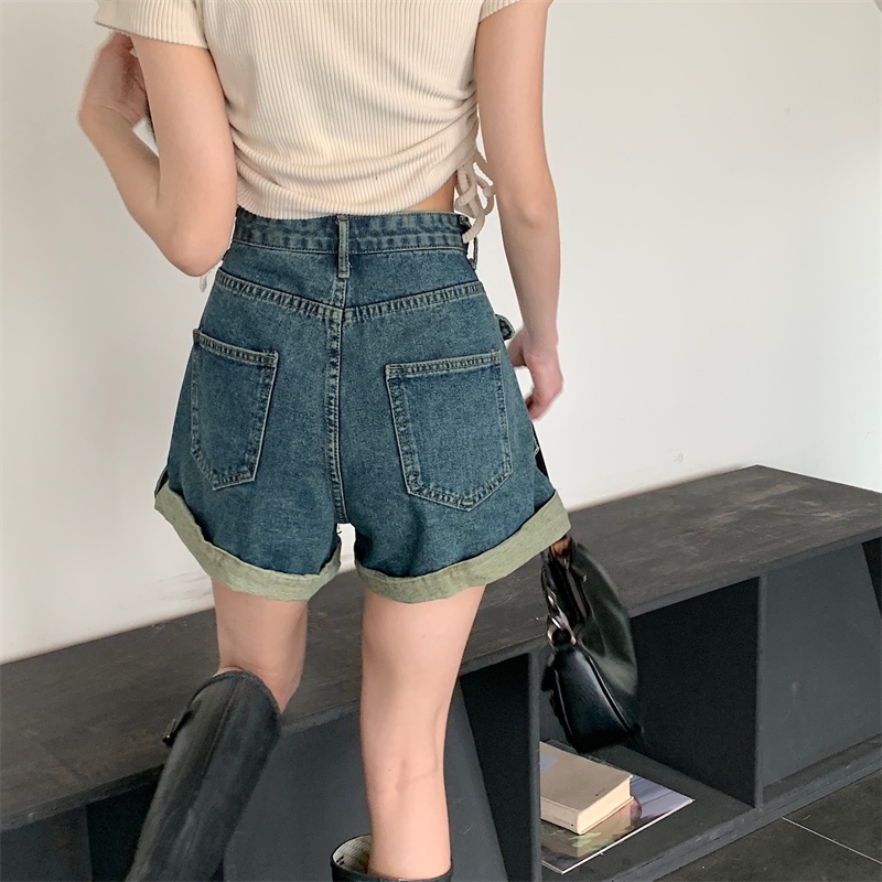 Quần Short Jean Nữ Lưng Cao Ống Rộng Thời Trang Hàn Quốc