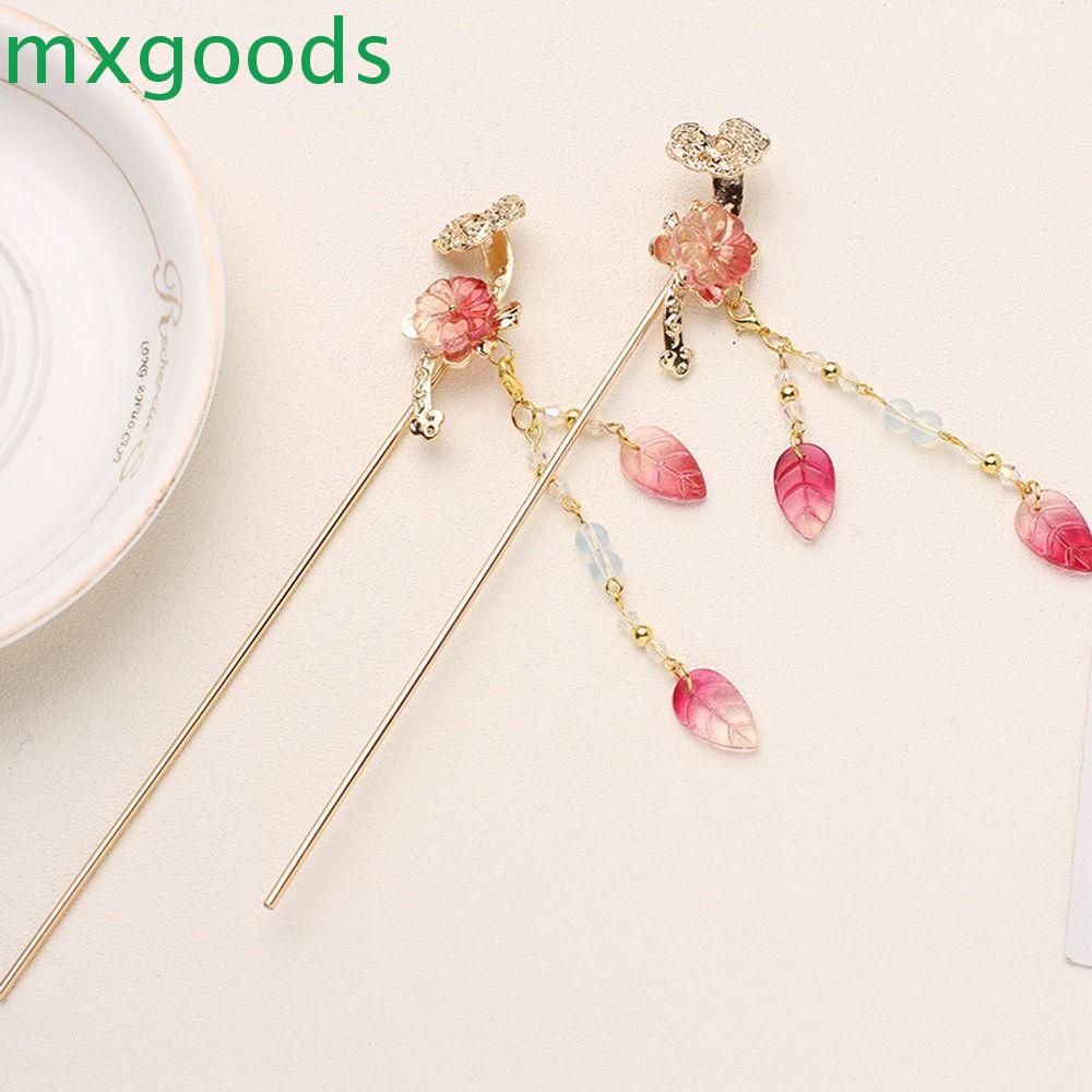 Trâm cài tóc hình hoa lá bằng hợp kim phối tua rua phong cách retro cho nữ