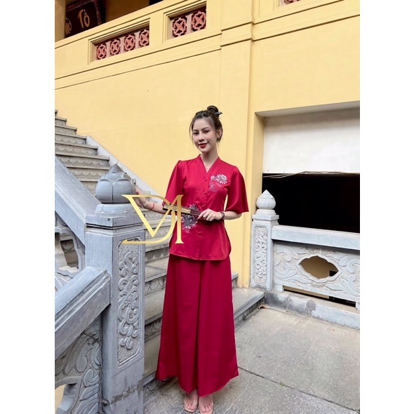 Set bộ đi chùa hoa thêu