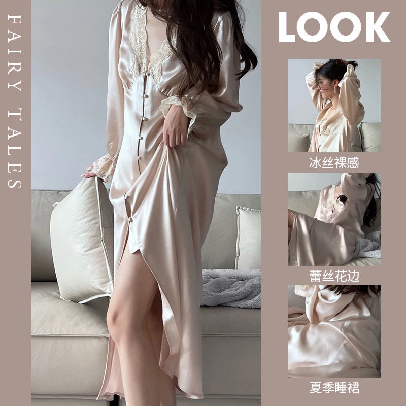 Đầm Ngủ Lụa Lạnh Nhẹ Nhàng D4 Phong Cách Pháp Thời Trang Mùa Hè Sang Trọng Cho Nữ | BigBuy360 - bigbuy360.vn