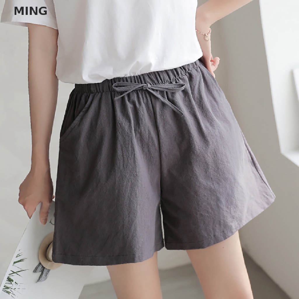Quần Short Cotton Linen Mini Ống Rộng Thời Trang Đi Biển Mùa Hè Hàng Mới 2023