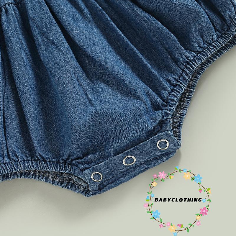 Áo Liền Quần Vải Denim Không Tay Màu Sắc Đáng Yêu Cho Bé