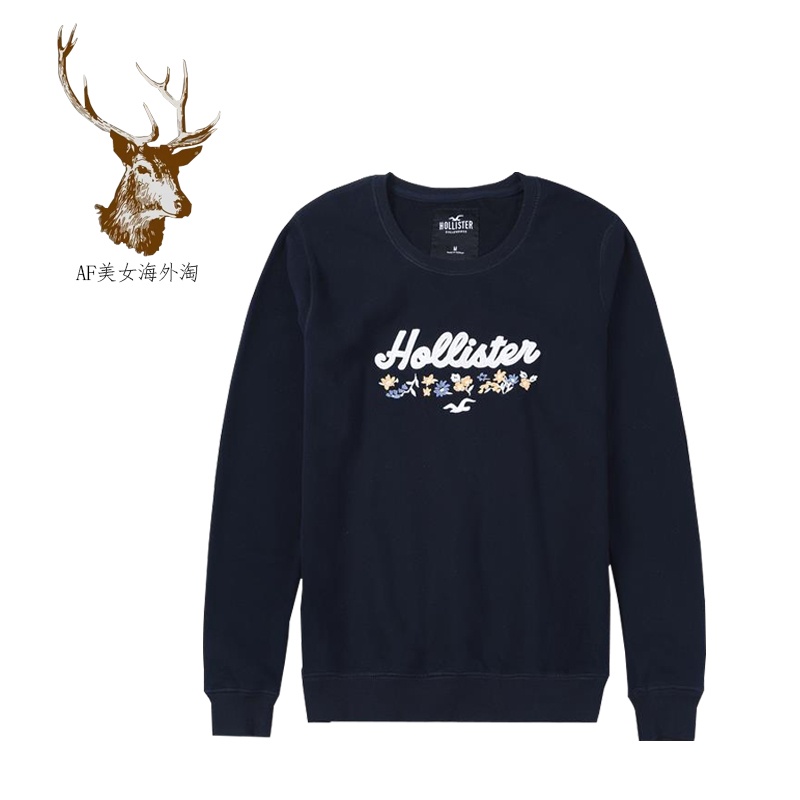 Áo Sweater cotton Thể Thao Cổ Tròn Tay Dài In Hình Hoa Cỏ Biển Hollister Mỹ Cho Nữ