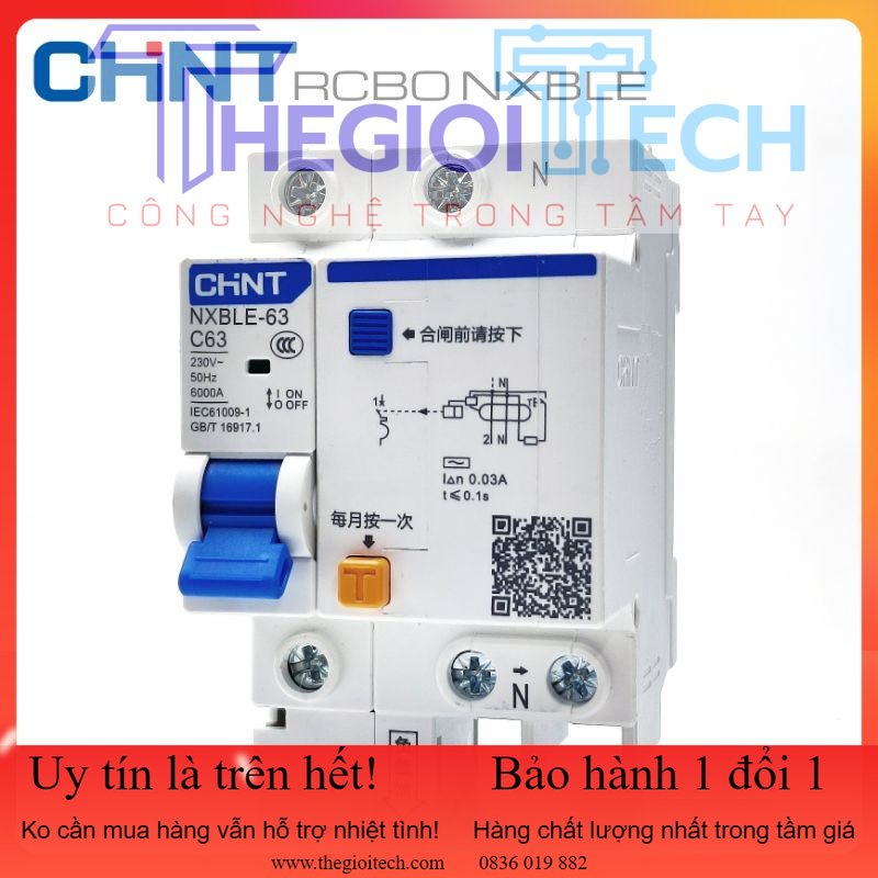 Aptomat Chống Giật,RCBO Chint NXBLE-32 1P+N (Chính Hãng) - 40A