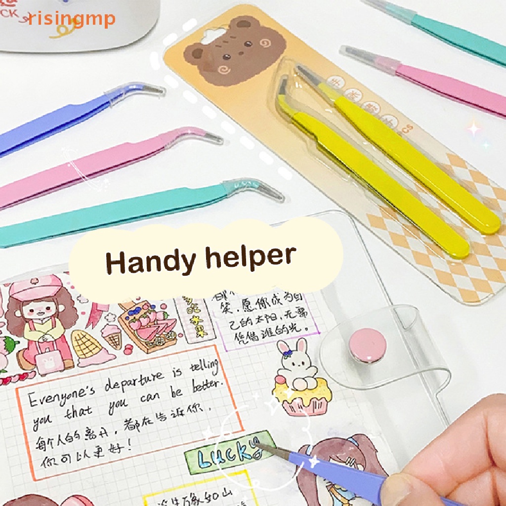 Set 2 Nhíp Cong Thẳng Màu Kẹo Đa Năng Tiện Dụng Cho Sổ Tay DIY