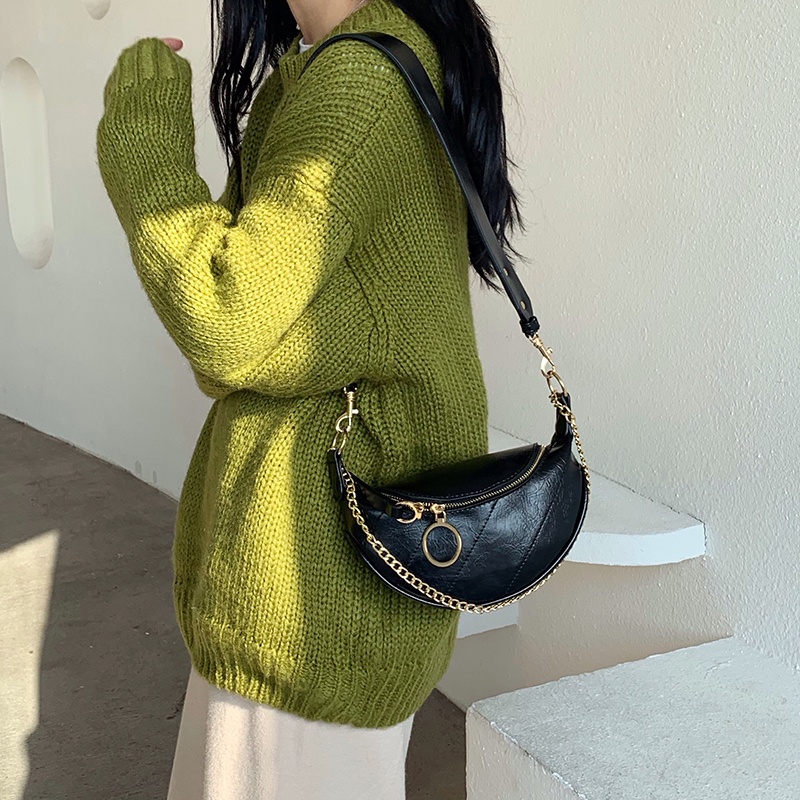 Túi Da Nhám Đeo Chéo Dây Kim Loại Thời Trang Cho Nữ