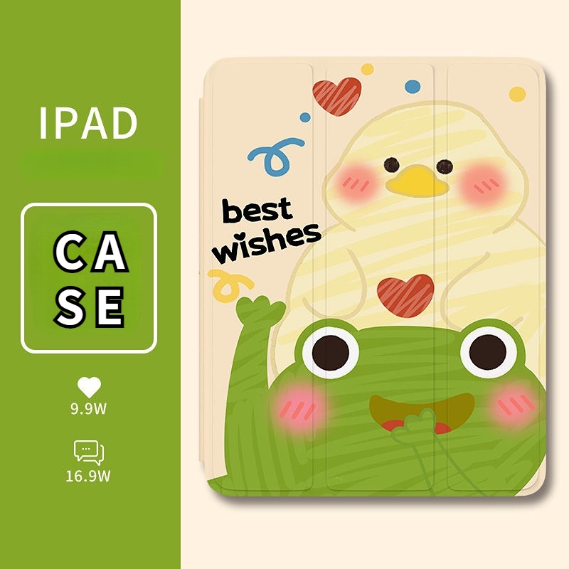 Bao Da Máy Tính Bảng Họa Tiết Ếch Cho iPad air4 / 10.2 7th Generation 8 / 8gen / 9gen10.9 mini 4 5 / Air 4 / 5 2021 Pro 11 Giá Đỡ