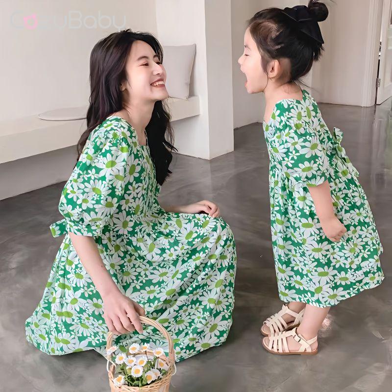 Đầm Hoa Mùa Hè Phong Cách Hàn Quốc Cho Mẹ Và Bé