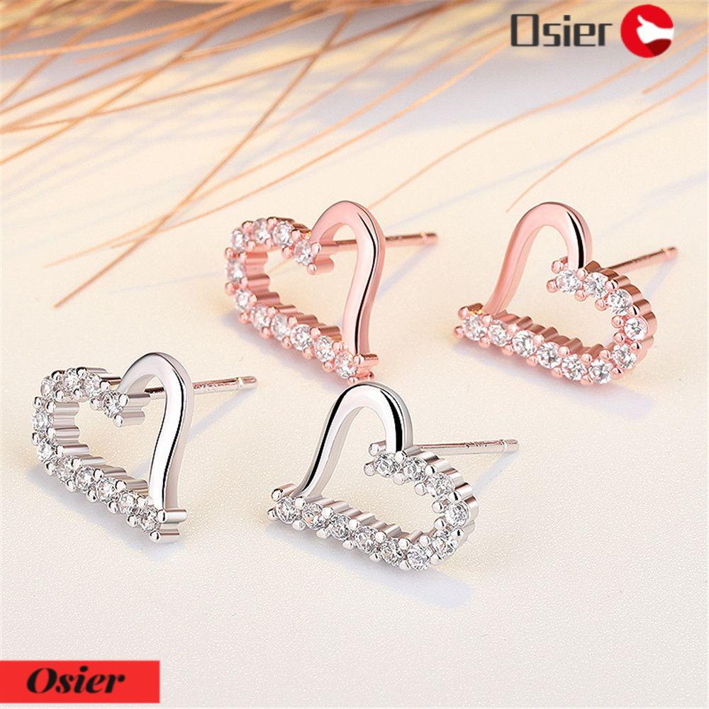 Bông Tai Hình Trái Tim OSIER1 Lấp Lánh Thời Trang Cho Nữ 1