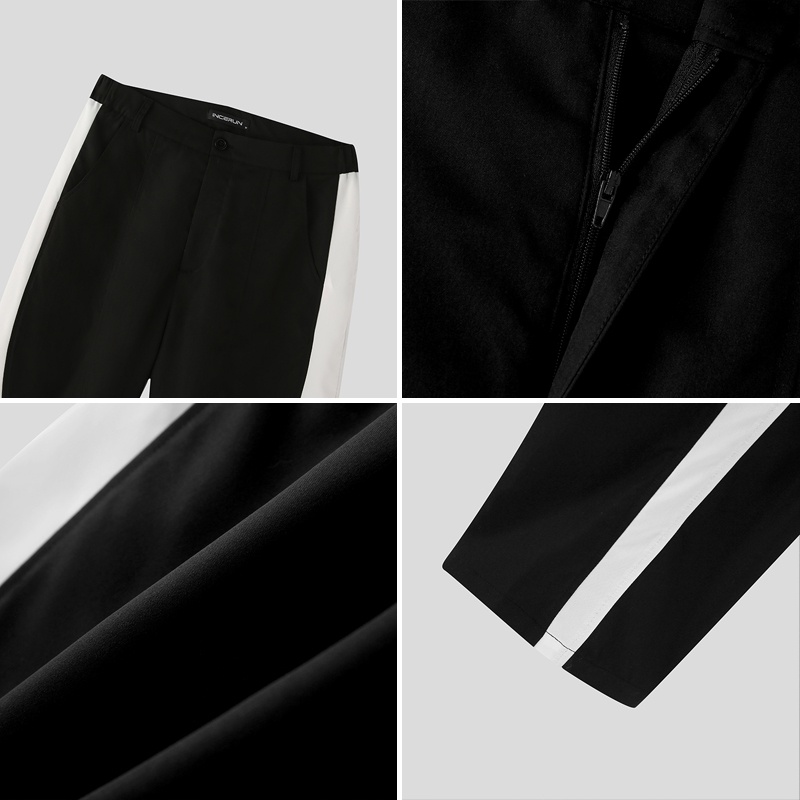 Quần ống rộng INCERUN phối màu trắng đen thời trang trẻ trung